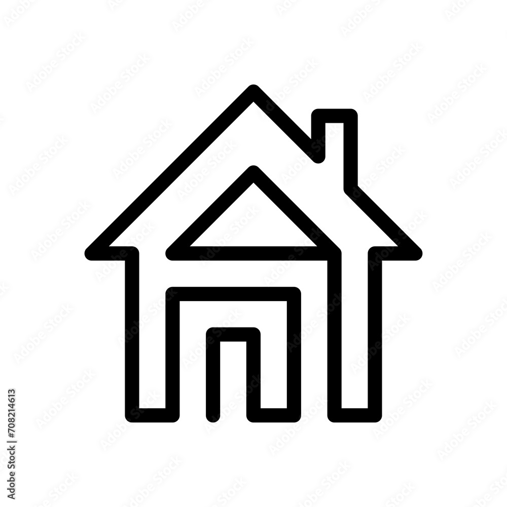 Continuous one line drawing of home icon vector. Single line drawing of house logo illustration isolated on white background. Continuous one line drawing of home icon vector. Single line drawing of house logo illustration isolated on white background.