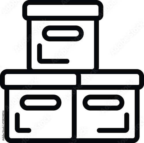 Dirty clothes boxes icon outline vector. House stack. Space mop home