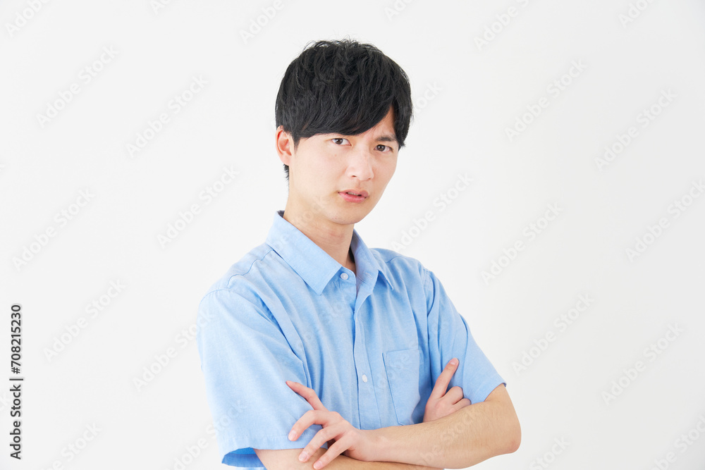 怒る男性　白背景