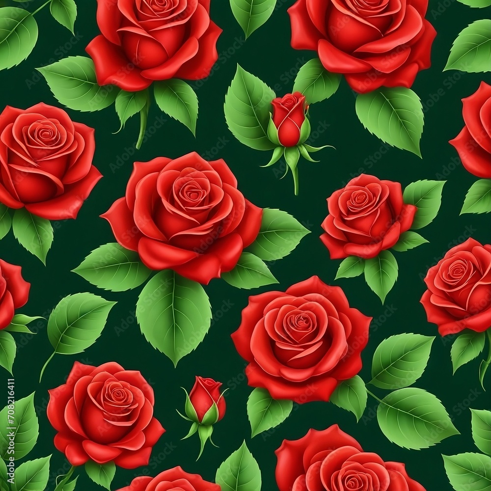 Beautiful red roses graphics vector illustration. Isolated red roses and leaves decorative background. Generative AI Beautiful red roses graphics vector illustration. Isolated red roses and leaves decorative background. Generative AI