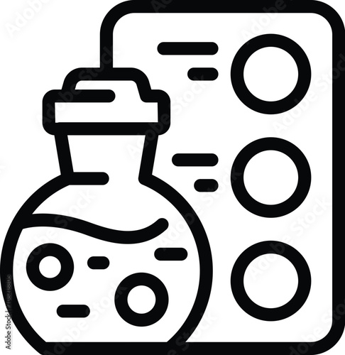 Chemical flask icon outline vector. Medical care. Selfcare coverage