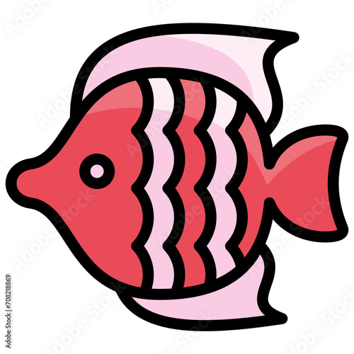 fish icon illustration design with filled outline