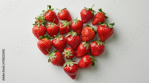 Matte Background with Circular Shapes - Sweet Strawberries Arranged in a Heart Form