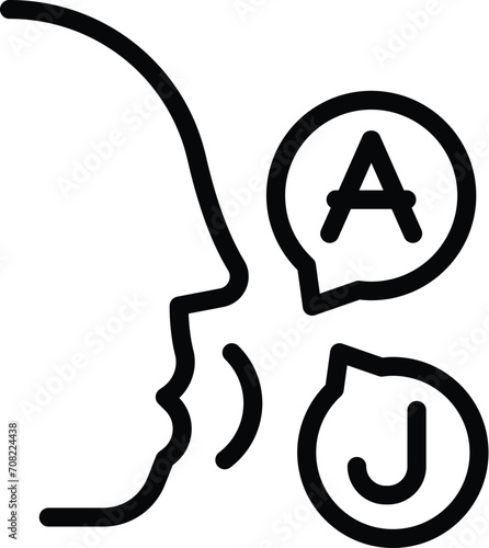 Speak interpreter icon outline vector. Translator conference. App translate