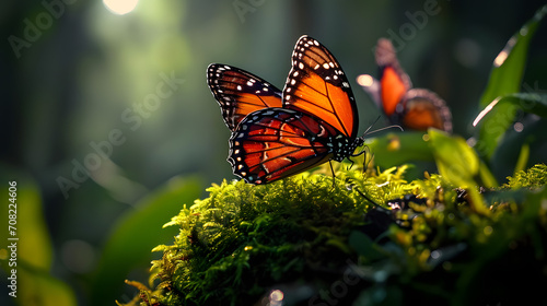 Butterflies Perch on mossy © Dicky