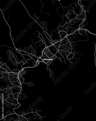 Kristiansand Norway Map, Detailed Dark Map of Kristiansand Norway photo