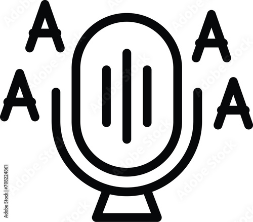 Translator microphone icon outline vector. Foreign app. Mobile case slender