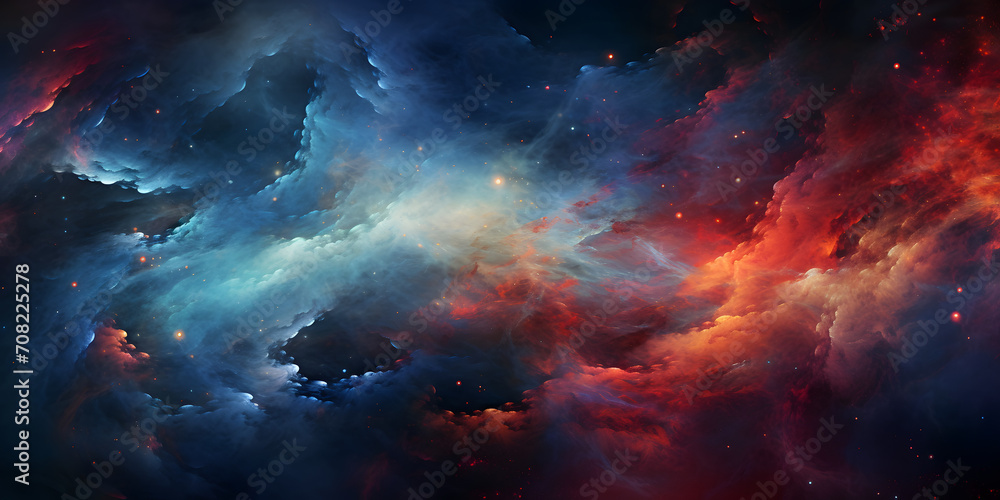 abstract wallpaper of blue space nebula. Generative AI