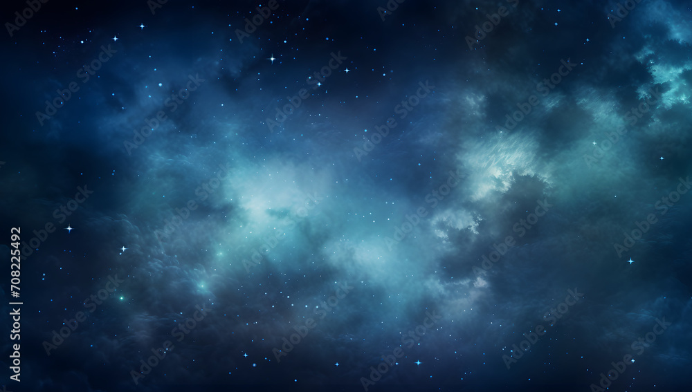 abstract wallpaper of blue space nebula. Generative AI