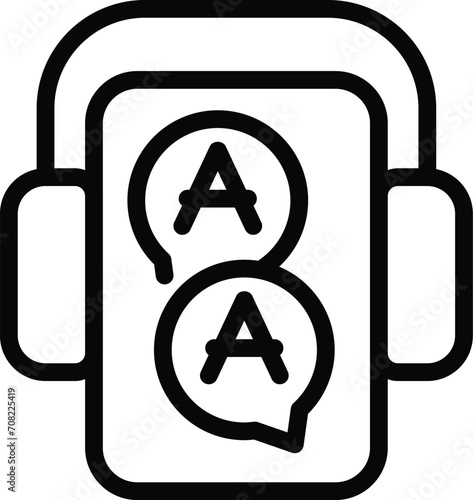 Cellular interpreter icon outline vector. App megaphone. Translator dialect