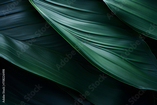 Abstract close up artistic natural leaves background. Beautiful texture of dark green tropical leaf photo