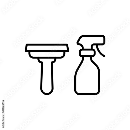 Cleaning tool outline icons, minimalist vector illustration ,simple transparent graphic element .Isolated on white background