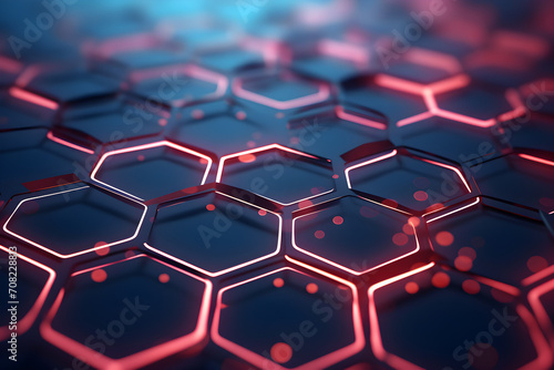 abstract glowing hexagon tech background photo