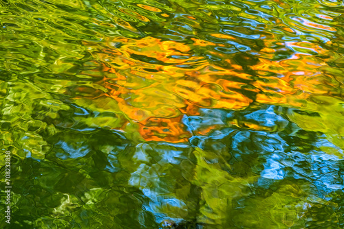 Orange Green Blue Water Reflection Abstract Habikino Osaka Japan