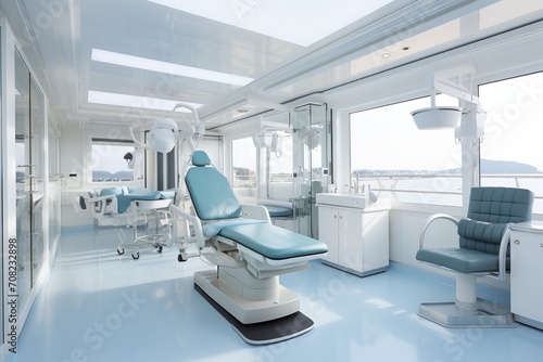 Bright and Modern Dental Clinic Interior with State-of-the-Art Equipment and a Welcoming Atmosphere
