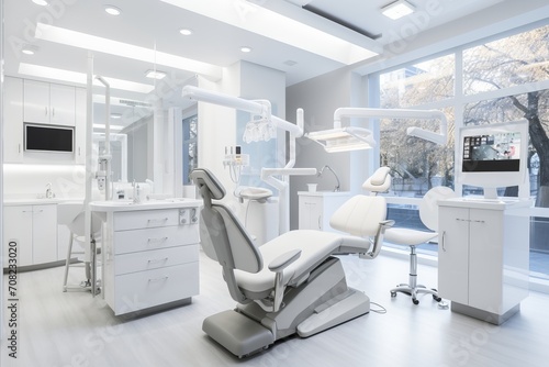 Modern Dental Office Interior with State-of-the-Art Equipment and Bright, Inviting Atmosphere