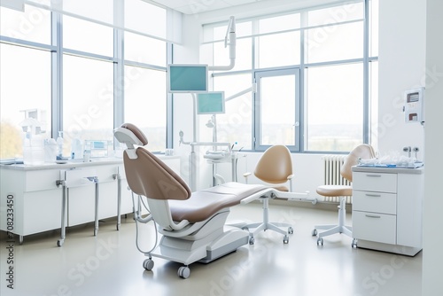 Bright and Modernly Equipped Dental Office with Advanced Technology and Inviting Interior