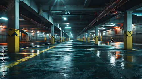 the atmosphere of an underground car park