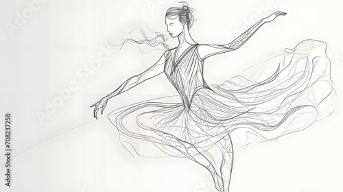 Continuous Line Art Drawing Ballet Dancer