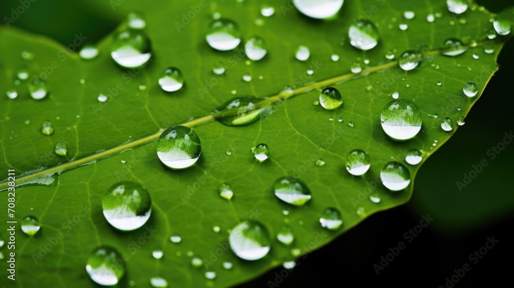 Natures beauty captured in a closeup shot of raindrops on a leaf. Natures beauty captured in a closeup shot of raindrops on a leaf.