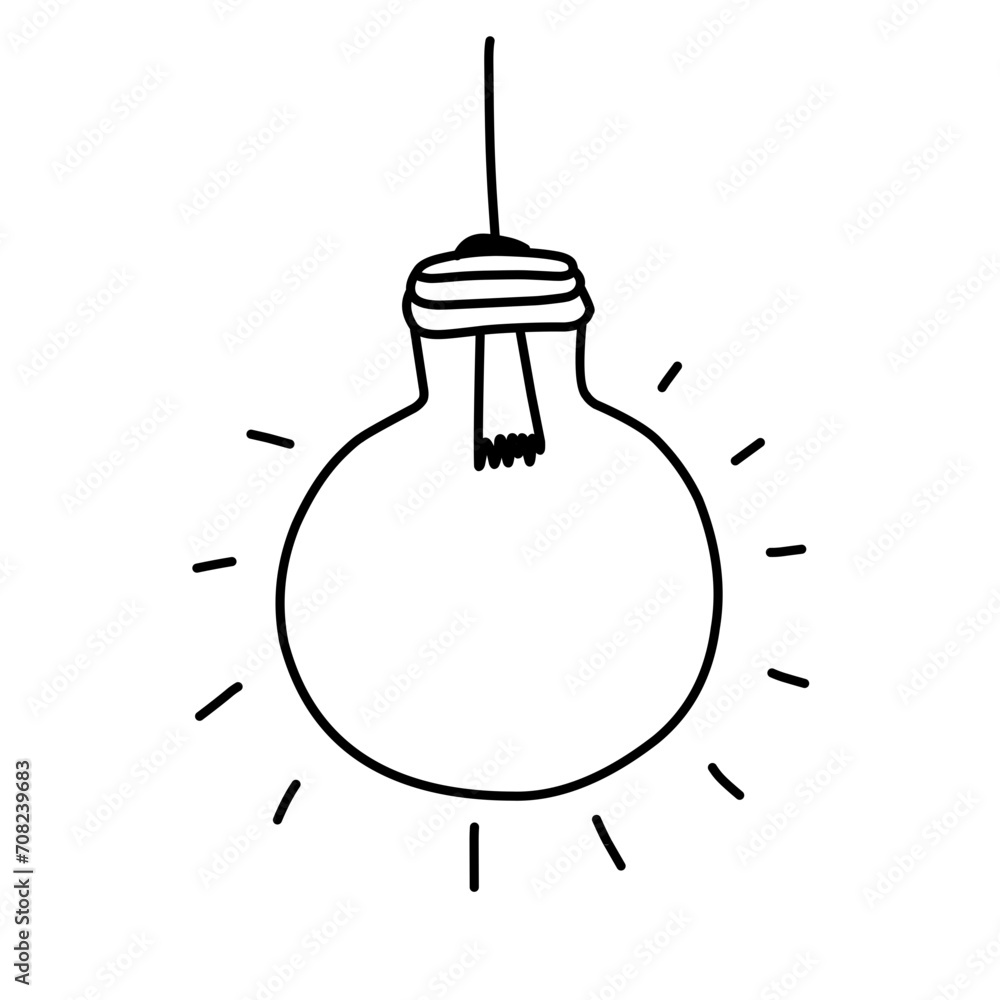 Obraz premium Vector lamp Bulb Doodle 