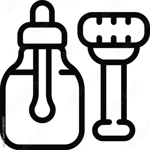 Dropper and roller face icon outline vector. Jade tool. Stone self cosmetic