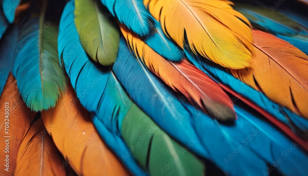 Obraz premium close up background texture of blue colorful macaw parrot bird feathers in beautiful patterns for design of interior and exterior job