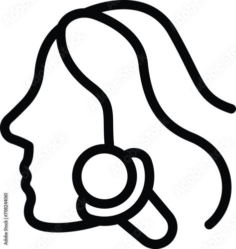 Girl facial roller icon outline vector. Beauty tool slender. Neck massager photo