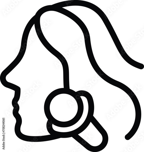Girl facial roller icon outline vector. Beauty tool slender. Neck massager