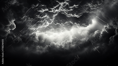 Heavy storm bringing thunde lightnings and rain in summer photo