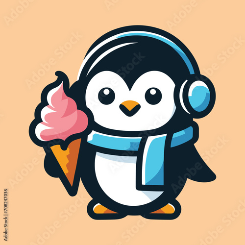 A minimalist mascot logo of a penguin 