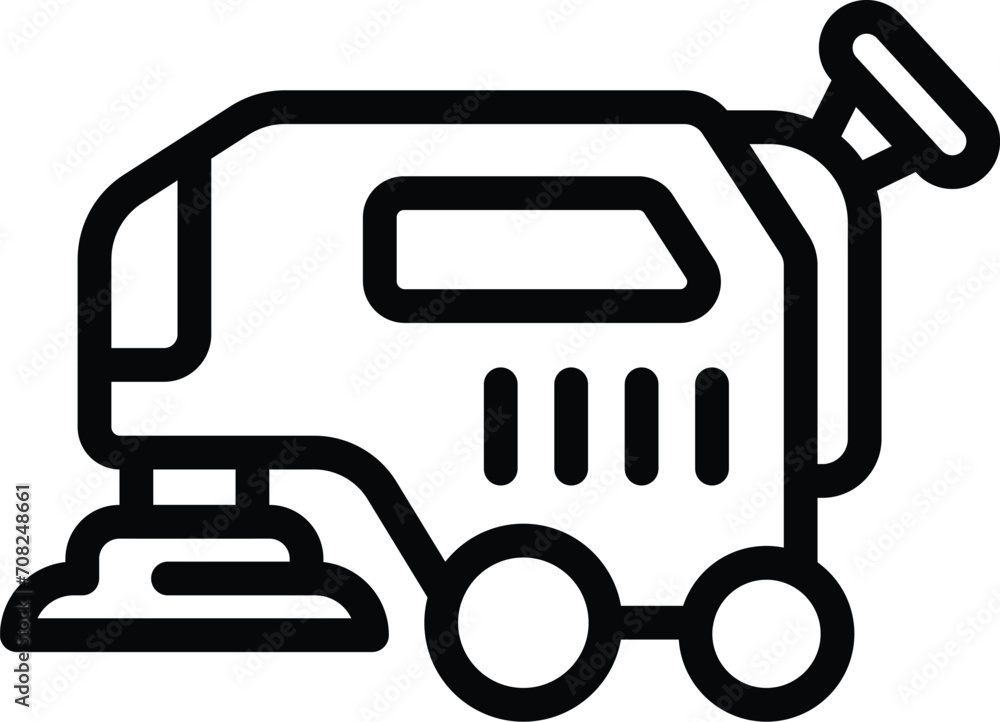 Small sweeper icon outline vector. Machine broom. Clean refuse road Small sweeper icon outline vector. Machine broom. Clean refuse road