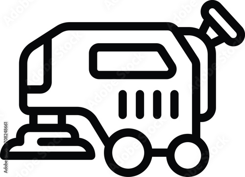 Small sweeper icon outline vector. Machine broom. Clean refuse road