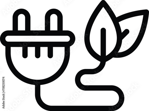 Eco energy plug icon outline vector. Charge battery. Eco roof