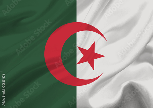 Algeria flag waving in the wind.