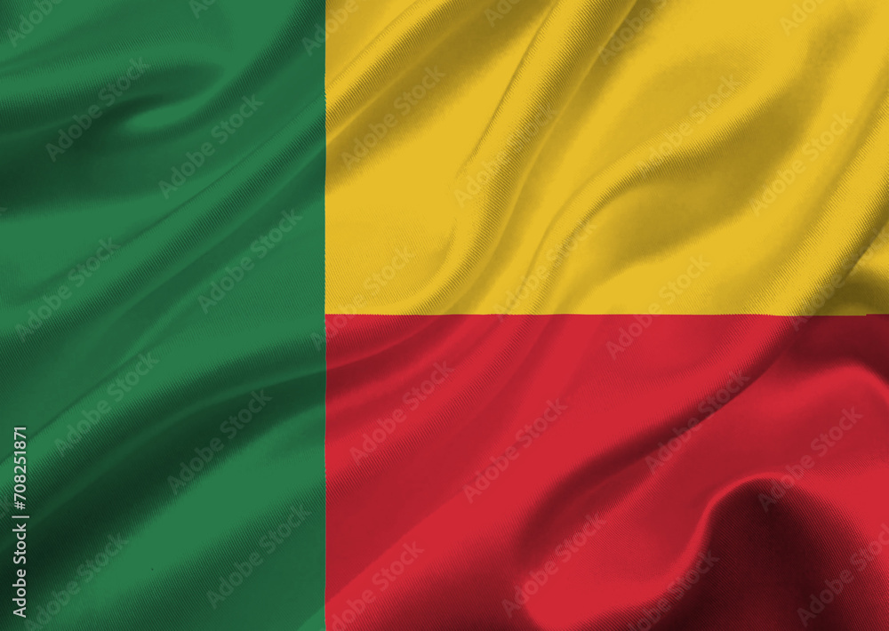 Benin flag waving in the wind.