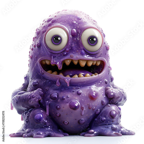 Cheerful purple slime monster with bulging eyes and gooey texture, comical