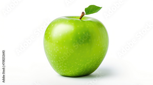 Vibrant Green Apple with Fresh Water Droplets Isolated on White Background