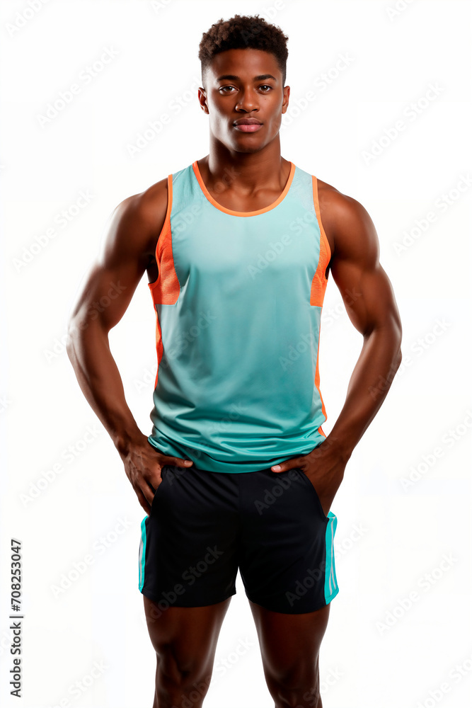 Strong, fit man in athletic gear ready for workout Strong, fit man in athletic gear ready for workout