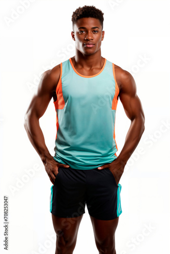 Strong, fit man in athletic gear ready for workout