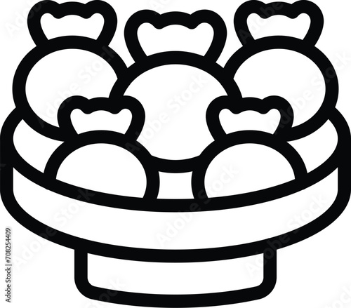 Dumplings bowl icon outline vector. Food basket. Dough wonton