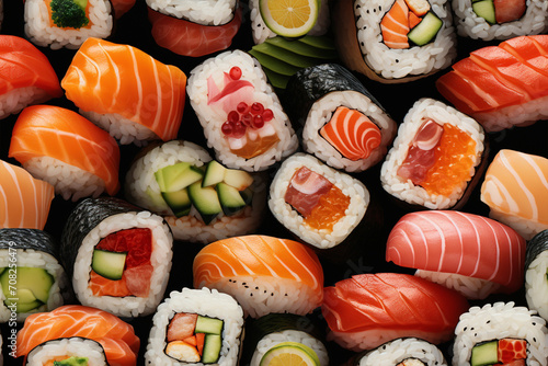 sushi sashimi variety background wall texture pattern seamless wallpaper