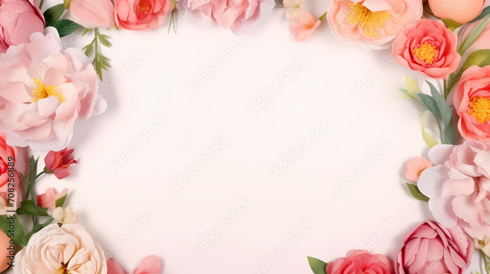 Pink rose flower composition background, decorative flower background pattern, floral border background