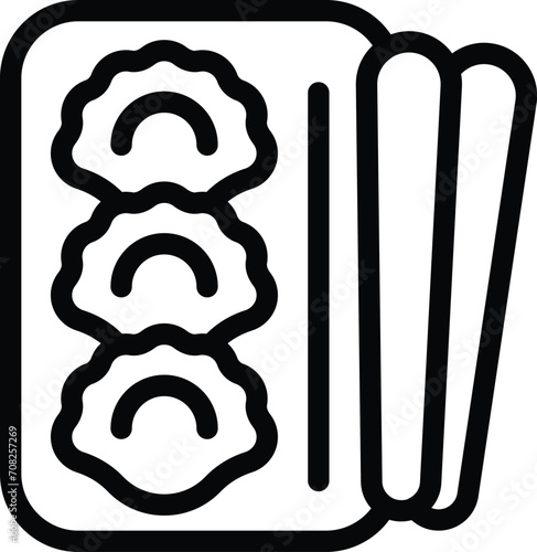 Steam pelmeni icon outline vector. Asian ravioli. Dark flour variety