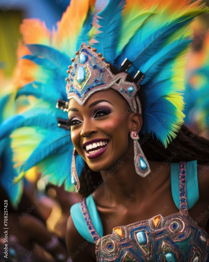 Carnival participant with a joyful expression.