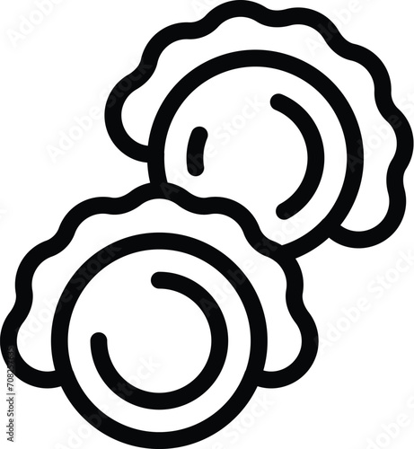 Dark flour dumplings icon outline vector. Cook cuisine. Russian pelmeni
