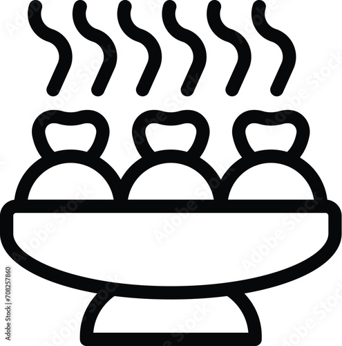 Hot dumplings stand food icon outline vector. Dim sum gyoza. Manti khinkali