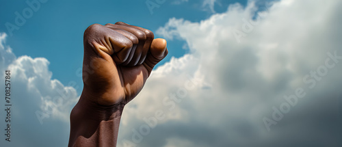 closeup of a fist of an african american person - concept of fighting for human rights and equality for all photo