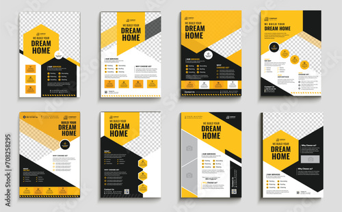 Construction mega business flyer bundle, contractor flyer design, handyman home repair a4 poster, Renovation banner Template, hvac flyer layout template, excavator report template design bundle photo