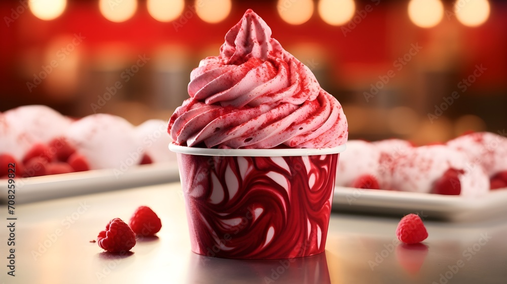 Red velvet cheesecake frozen yogurt - obrazy, fototapety, plakaty 